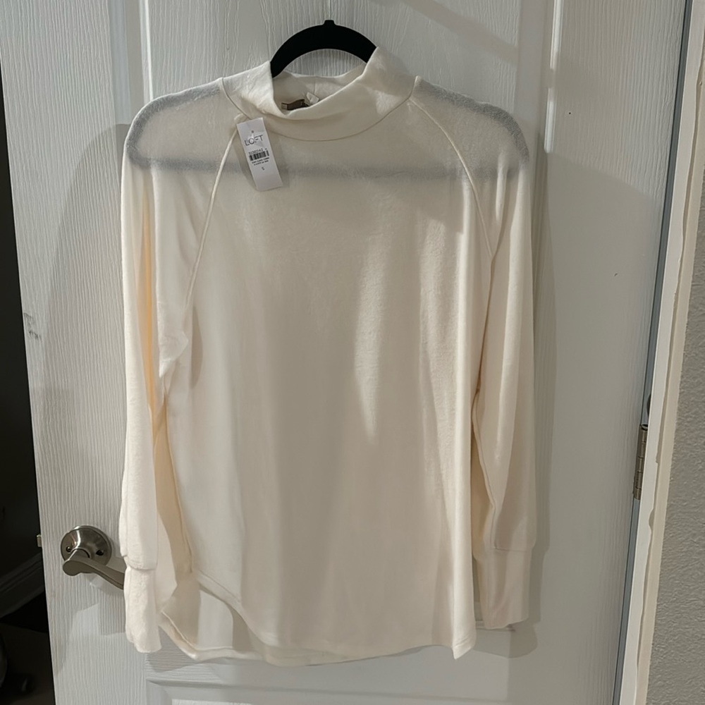 Loft Mock Turtleneck Sweater. Whisper White NWT